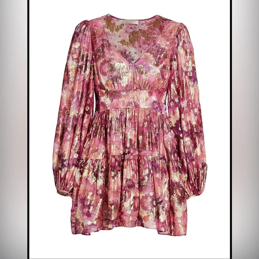 LOVESHACKFANCY 
Wo Willis Puff-Sleeve Mini Dress - Pre Dawn Sky
